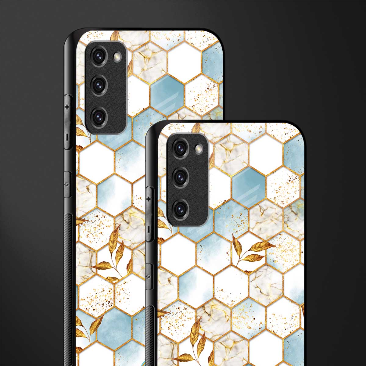 white marble tiles glass case for samsung galaxy s20 fe image-2