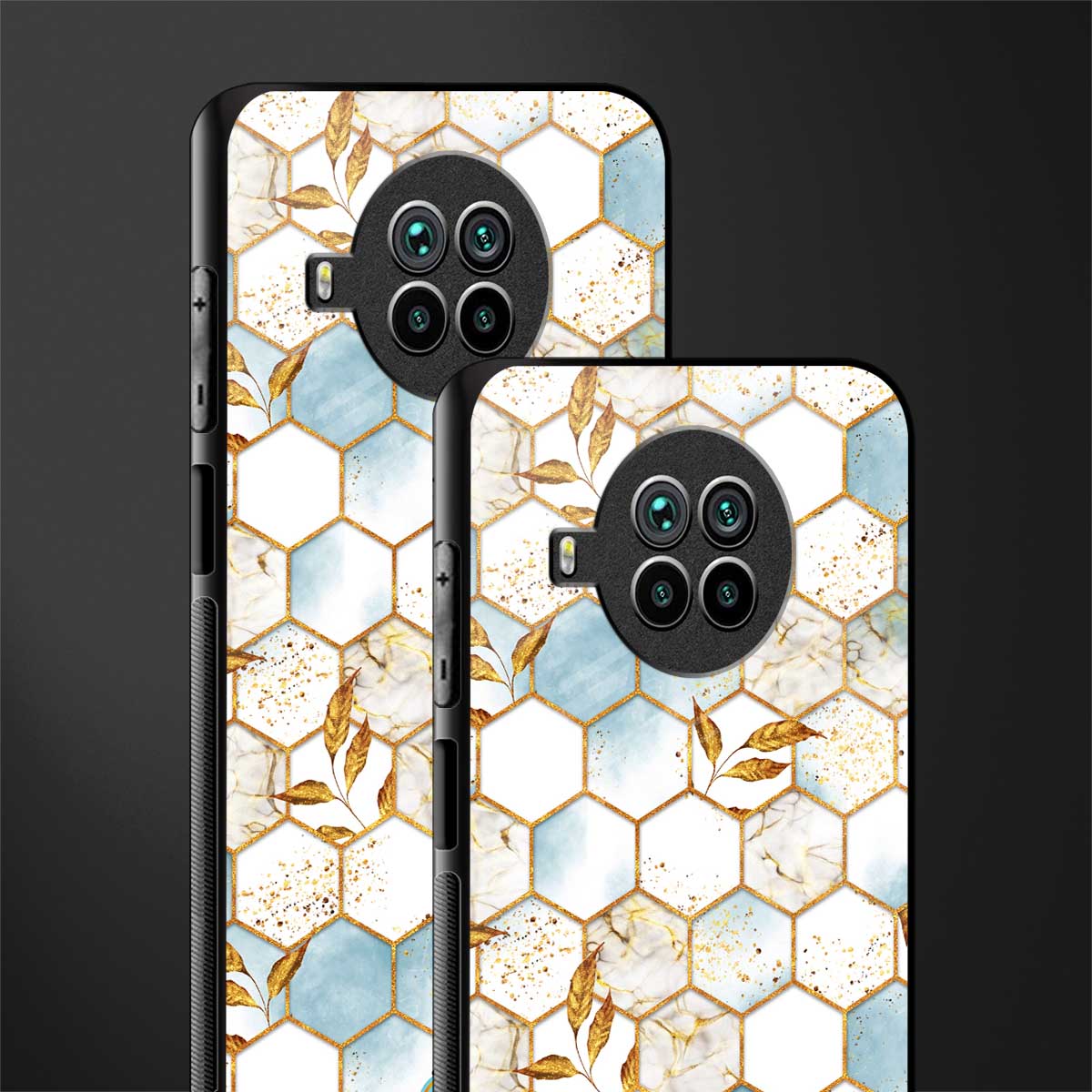 white marble tiles glass case for mi 10i image-2