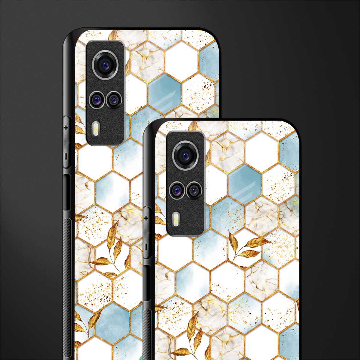 white marble tiles glass case for vivo y51a image-2
