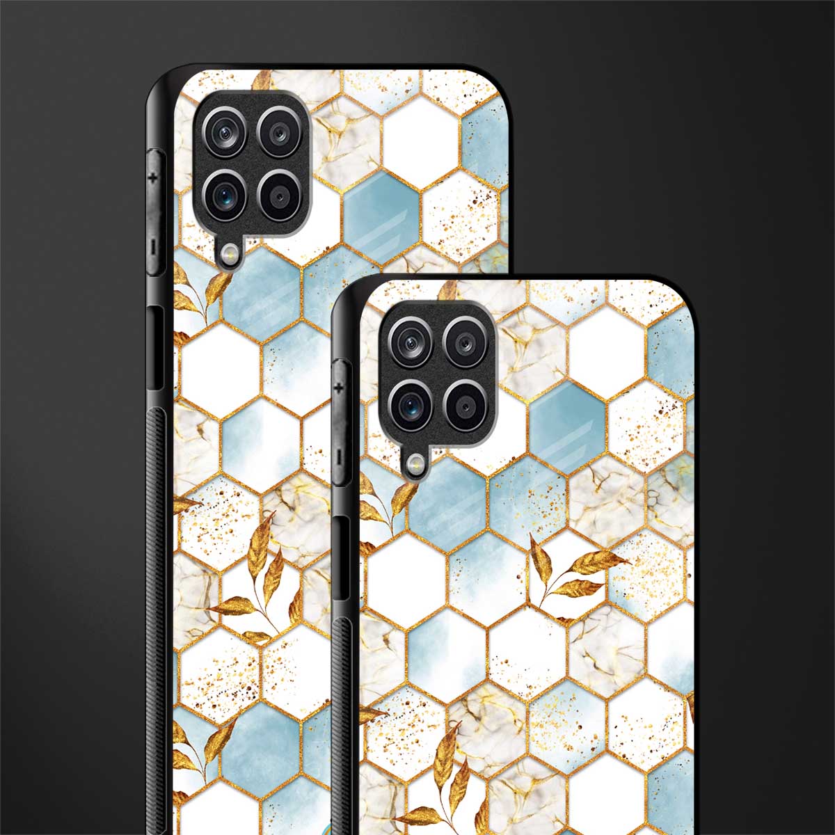 white marble tiles glass case for samsung galaxy m42 5g image-2