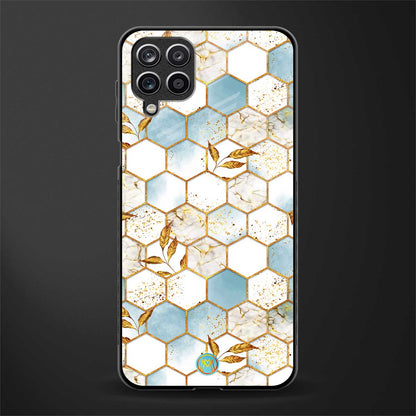 white marble tiles glass case for samsung galaxy m12 image