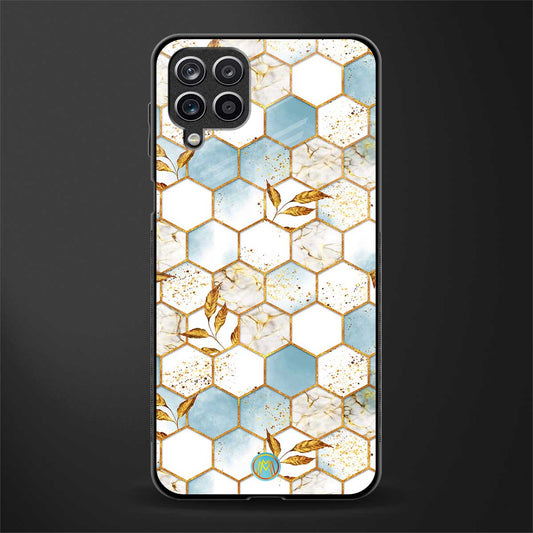 white marble tiles glass case for samsung galaxy m12 image