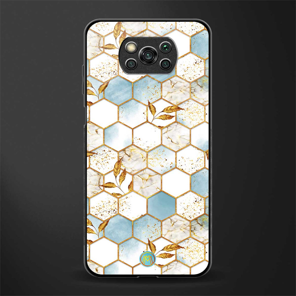 white marble tiles glass case for poco x3 pro image