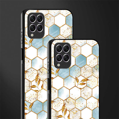 white marble tiles glass case for samsung galaxy f62 image-2