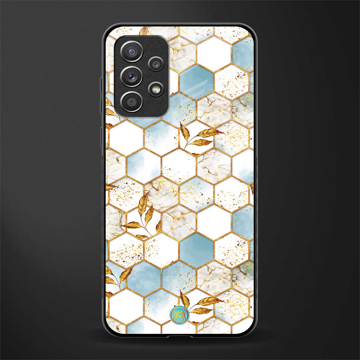 white marble tiles glass case for samsung galaxy a72 image