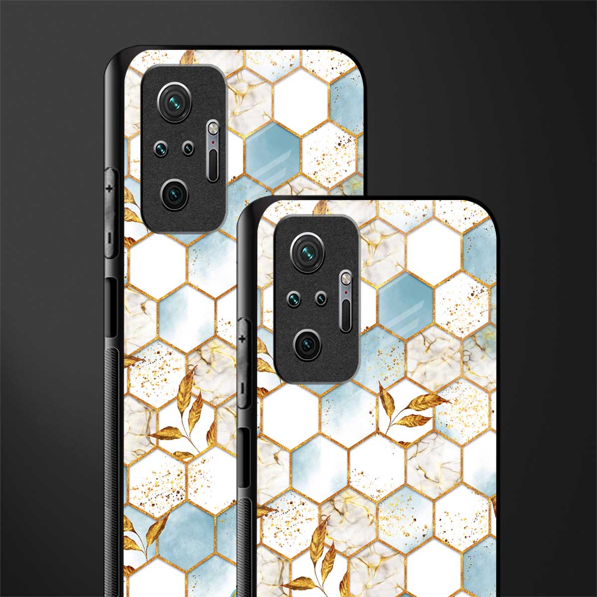 white marble tiles glass case for redmi note 10 pro image-2