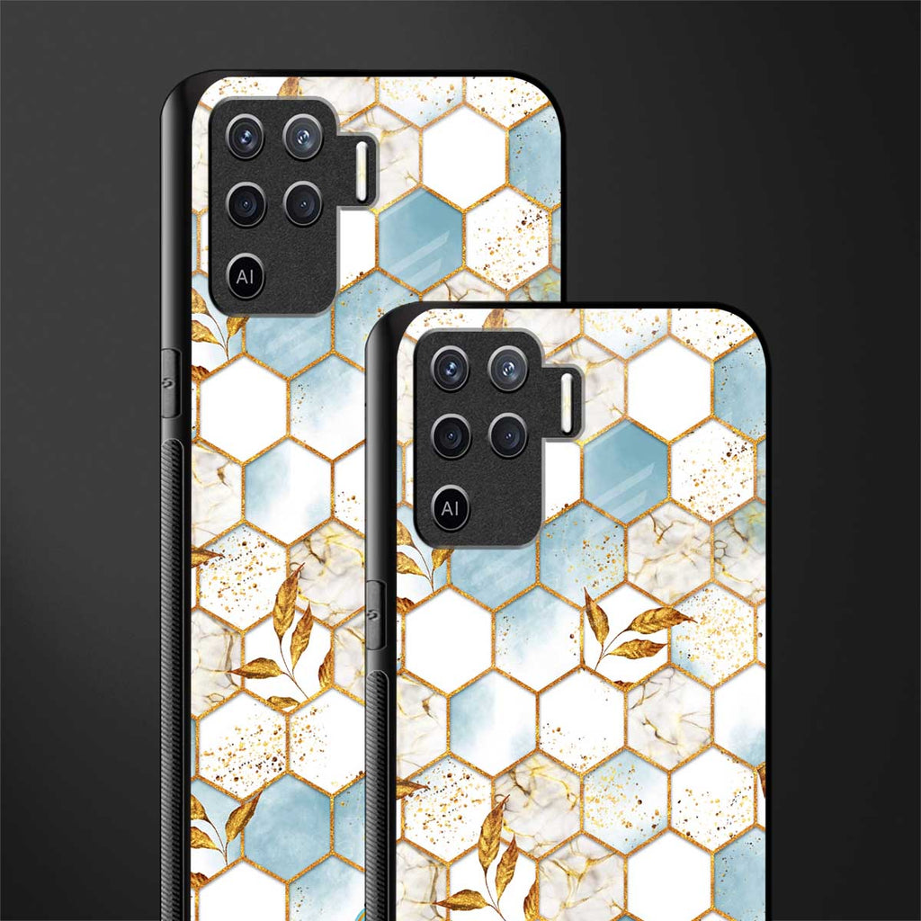 white marble tiles glass case for oppo f19 pro image-2