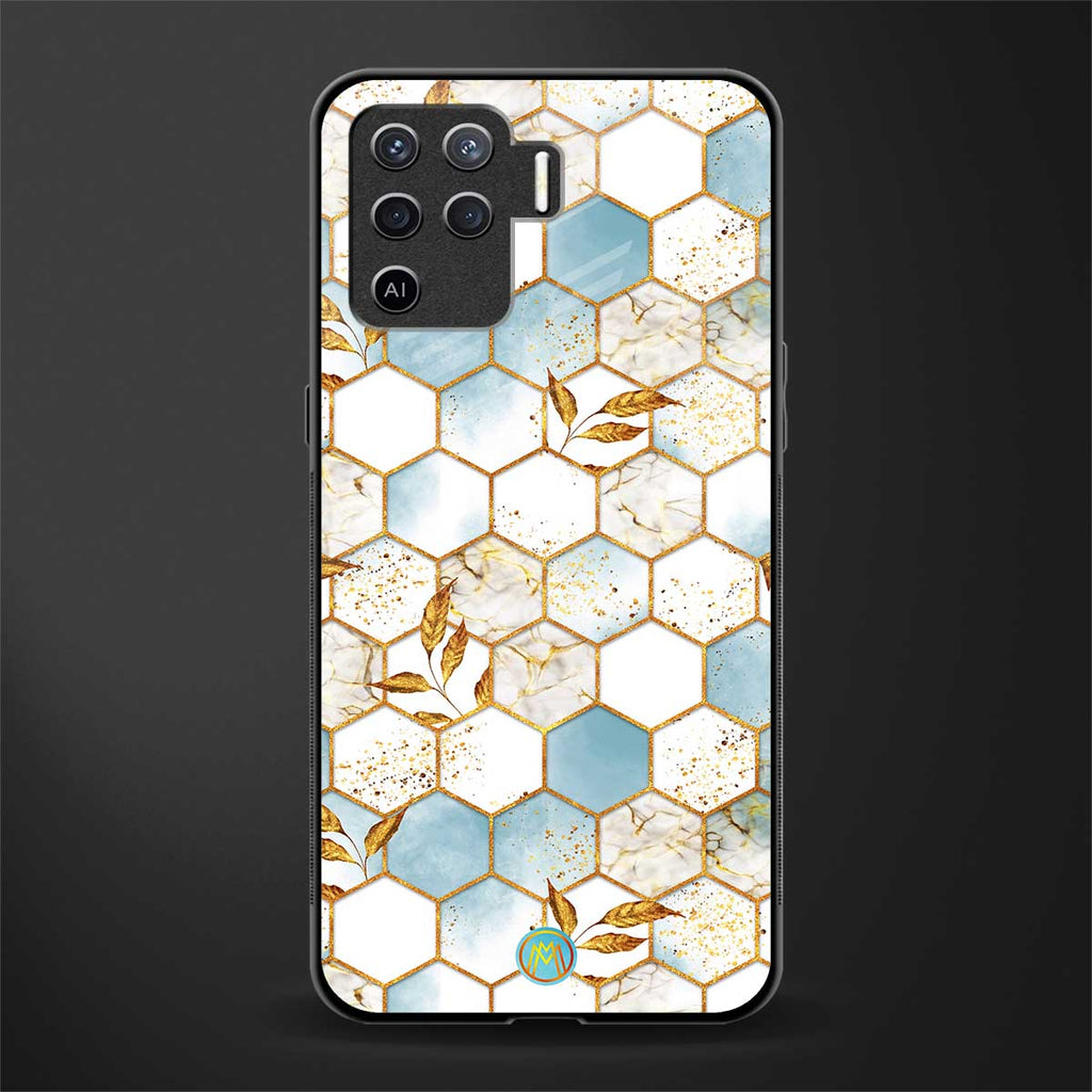 white marble tiles glass case for oppo f19 pro image