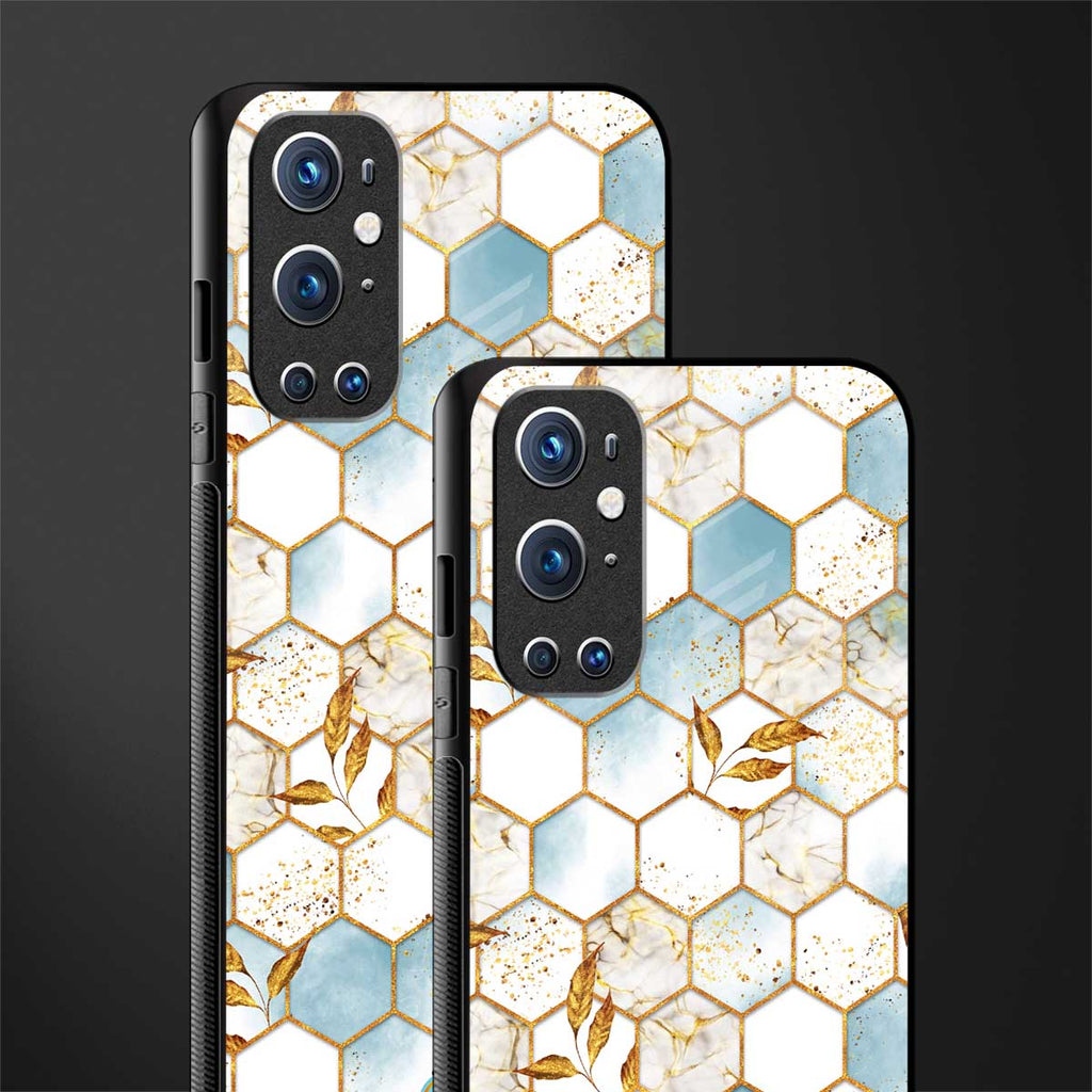 white marble tiles glass case for oneplus 9 pro image-2