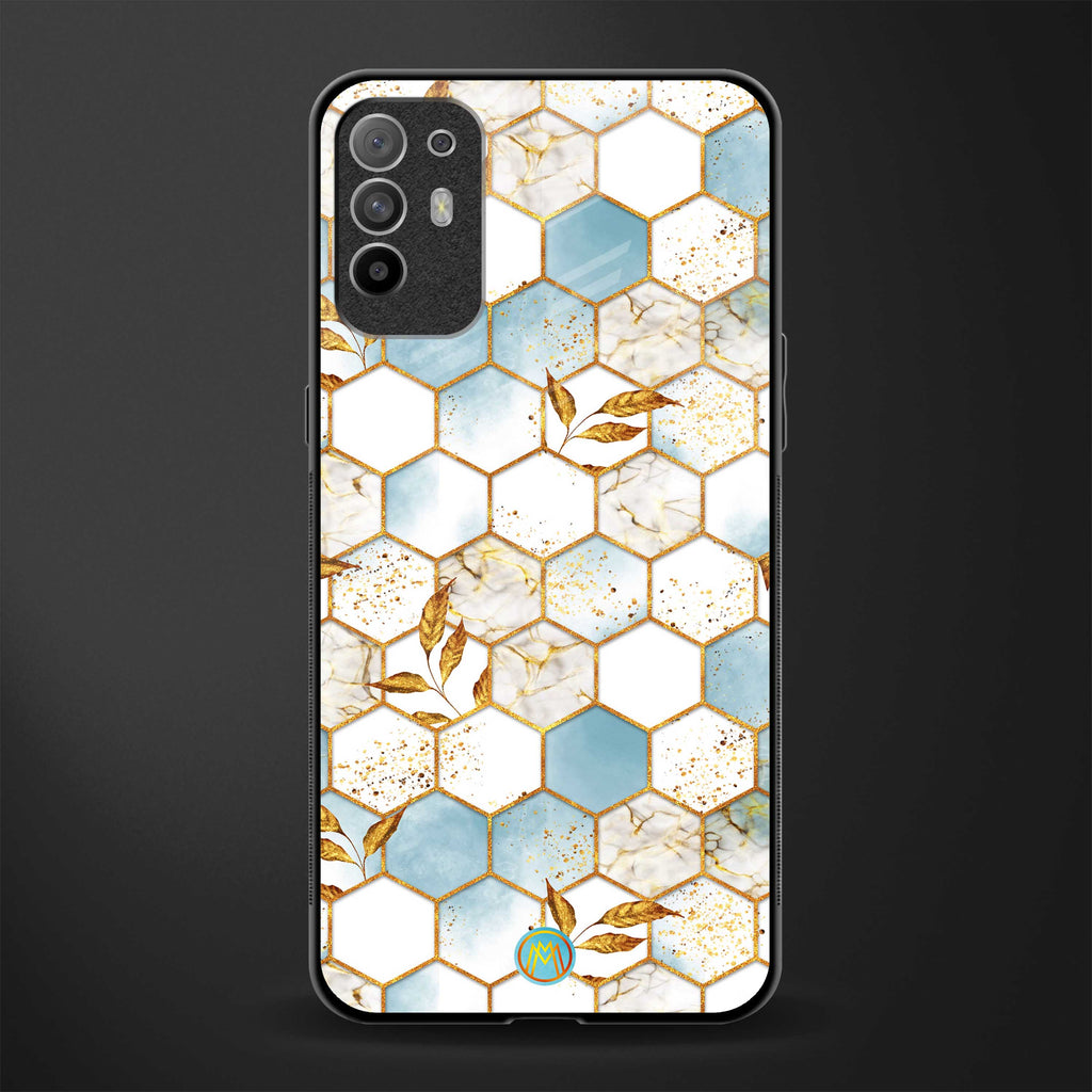 white marble tiles glass case for oppo f19 pro plus image