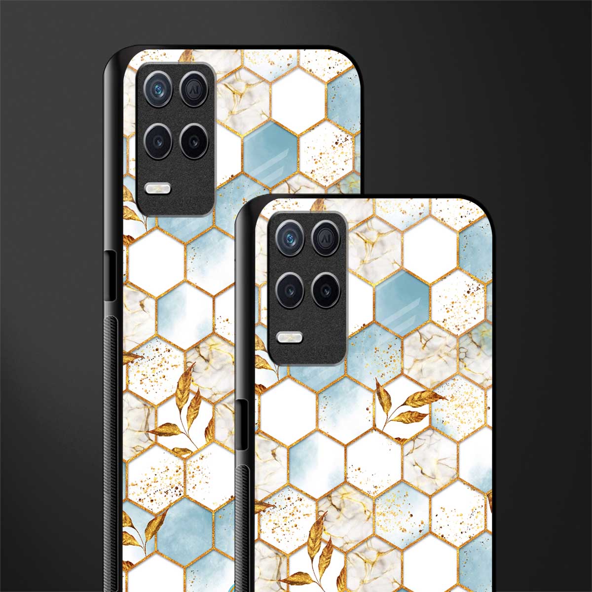 white marble tiles glass case for realme 8 5g image-2