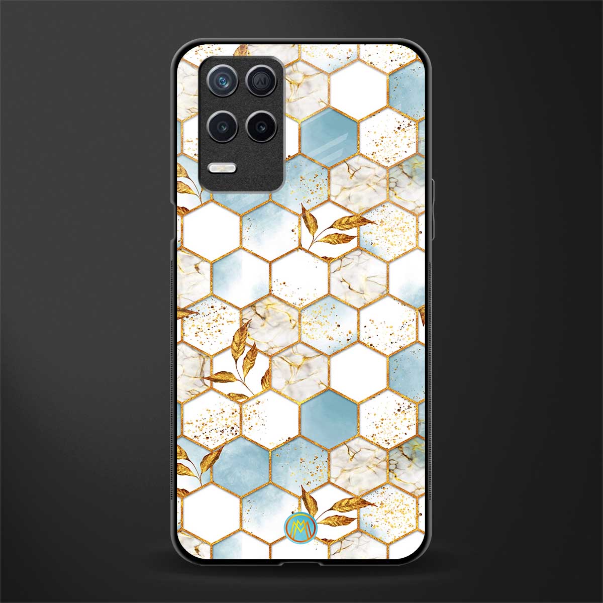 white marble tiles glass case for realme 8 5g image