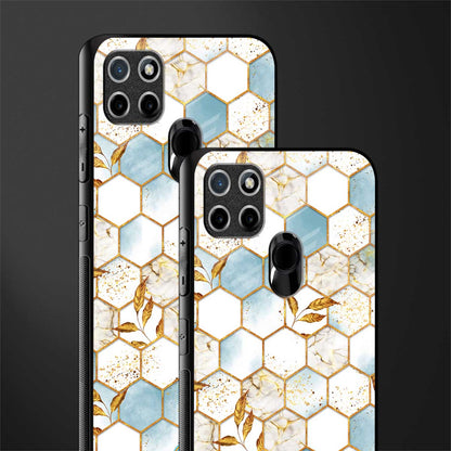 white marble tiles glass case for realme c21 image-2