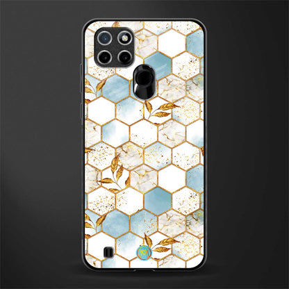 white marble tiles glass case for realme c21 image