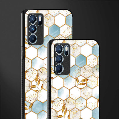 white marble tiles glass case for oppo reno6 5g image-2
