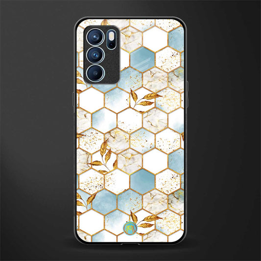 white marble tiles glass case for oppo reno6 5g image