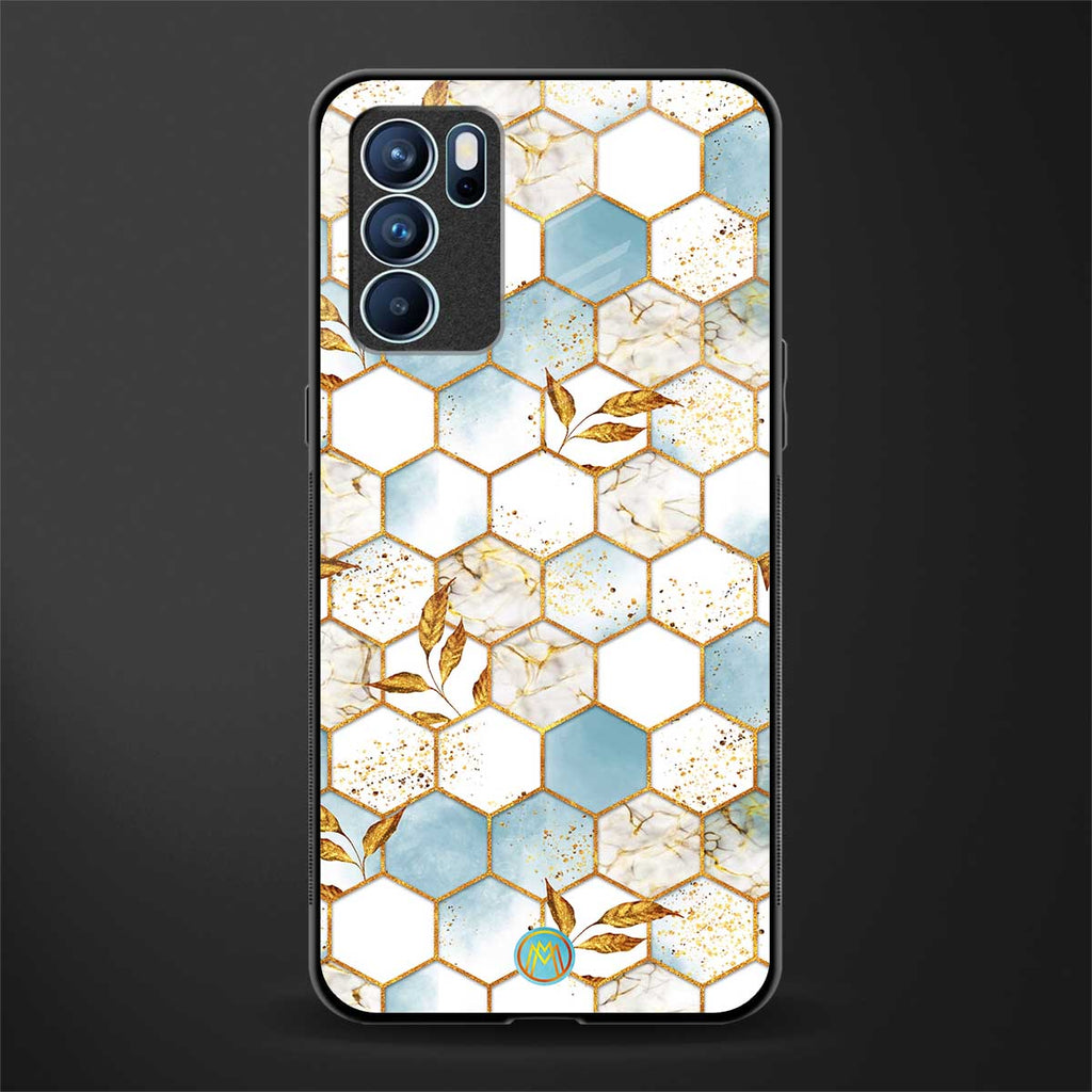 white marble tiles glass case for oppo reno6 pro 5g image