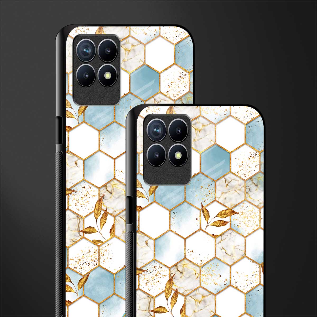 white marble tiles glass case for realme 8i image-2