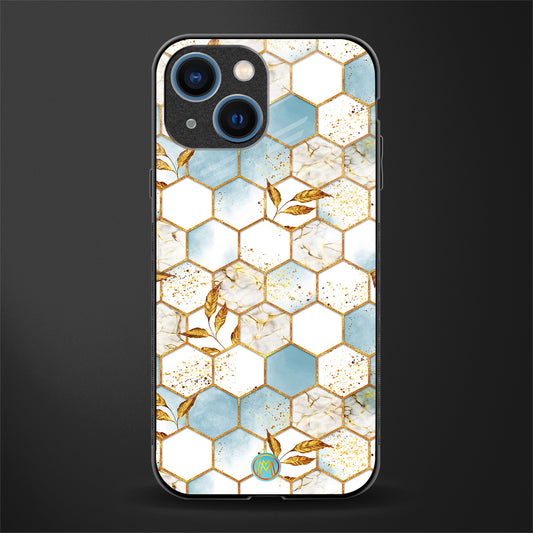 white marble tiles glass case for iphone 13 mini image