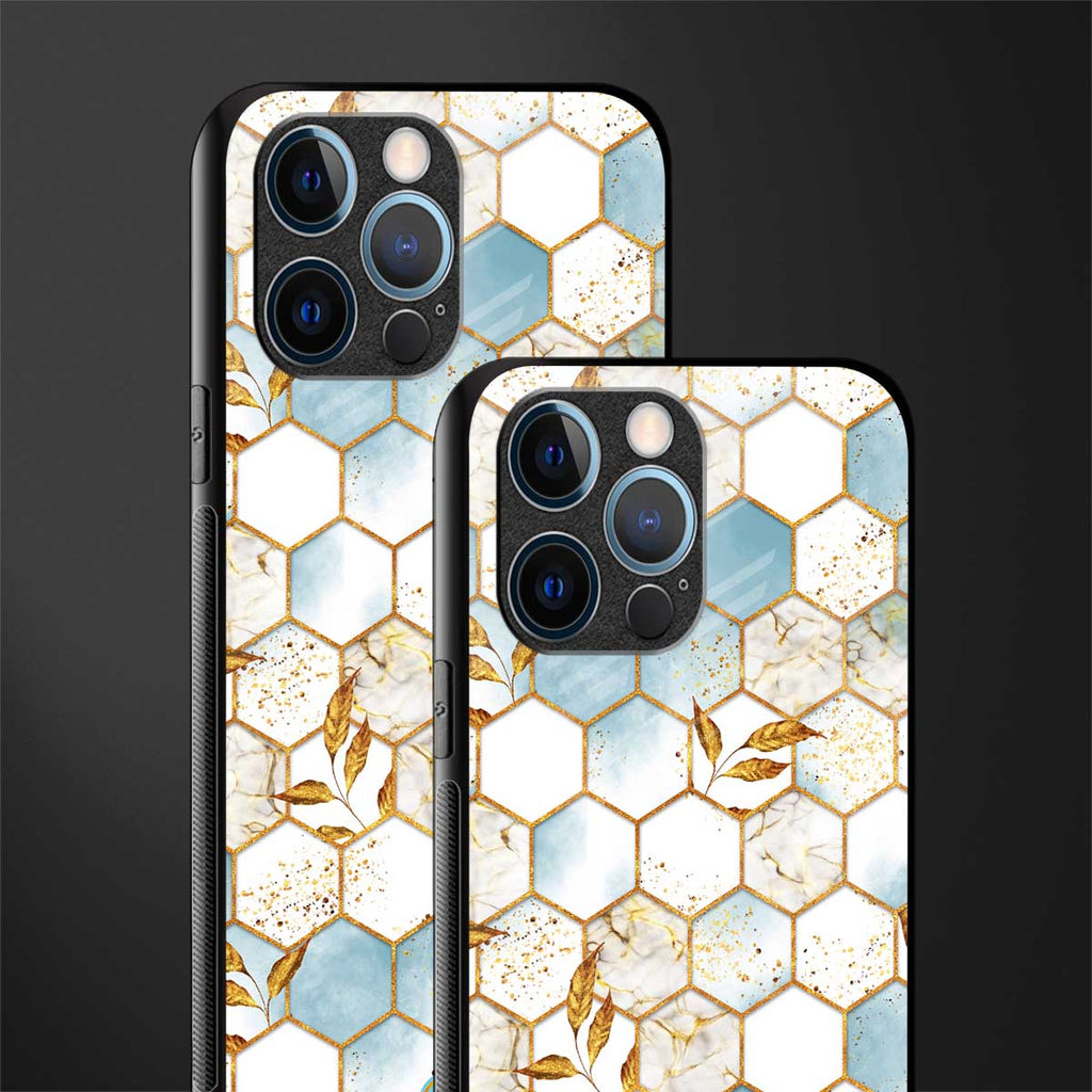 white marble tiles glass case for iphone 12 pro image-2