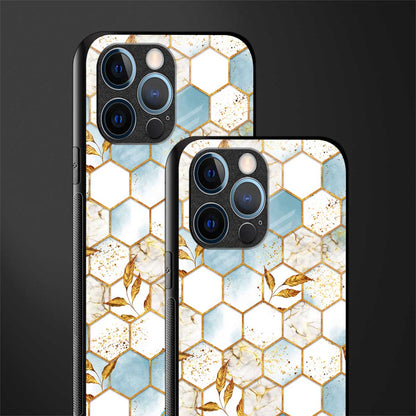 white marble tiles glass case for iphone 12 pro image-2