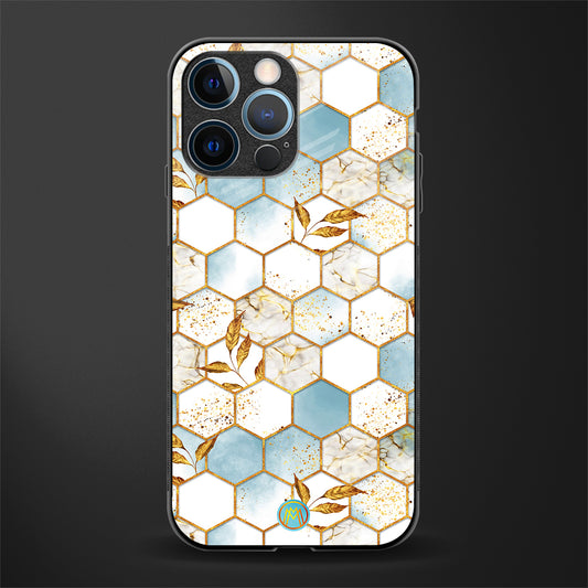 white marble tiles glass case for iphone 12 pro image