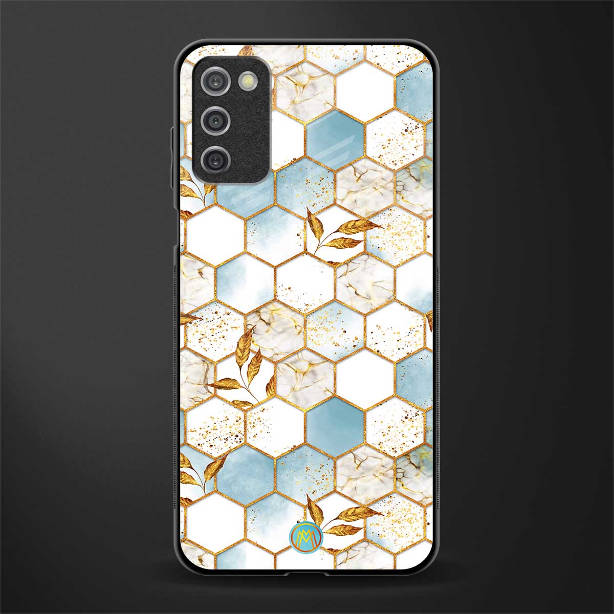 white marble tiles glass case for samsung galaxy a03s image