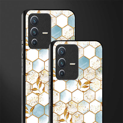 white marble tiles glass case for vivo v23 5g image-2