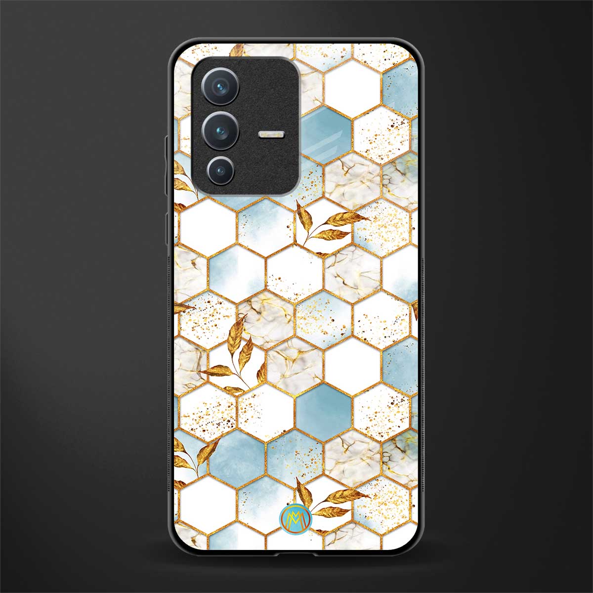 white marble tiles glass case for vivo v23 5g image