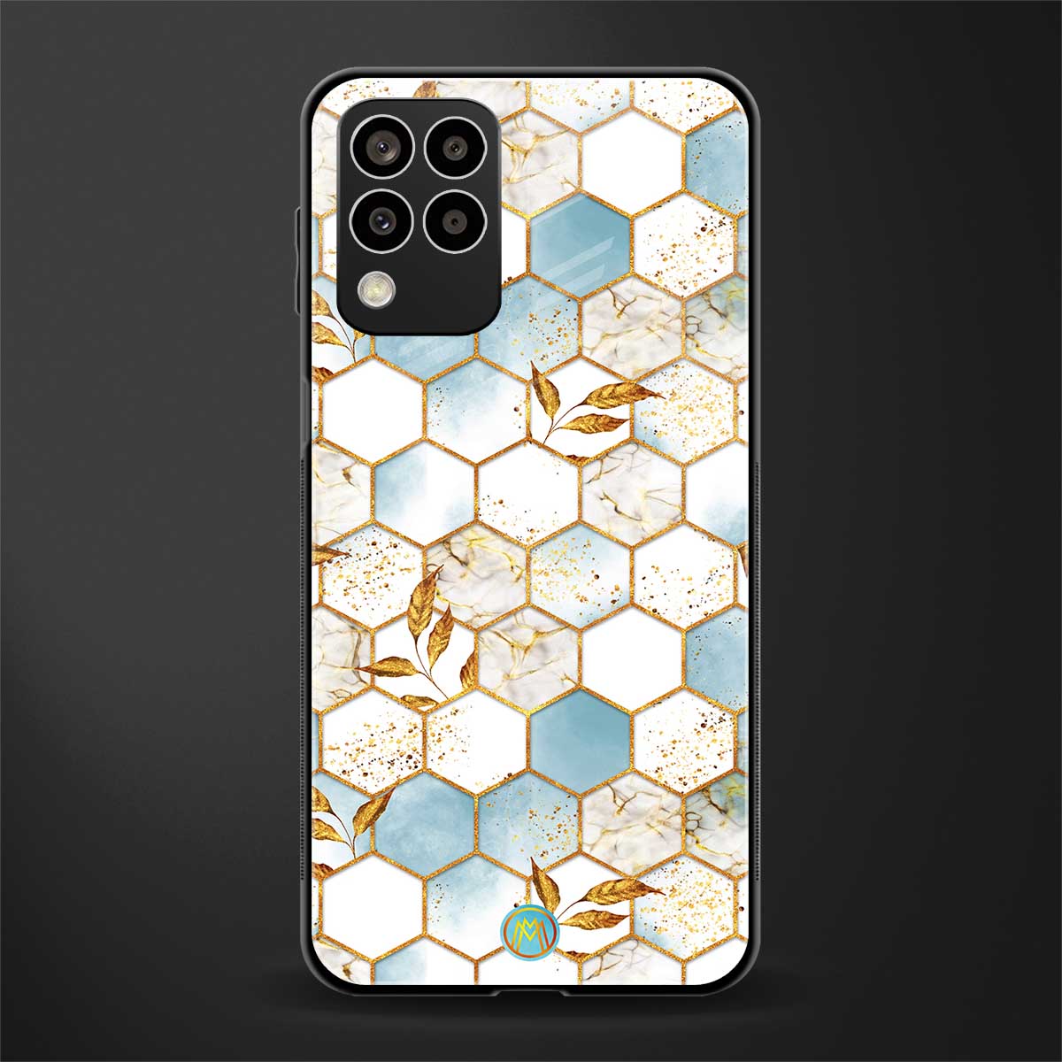white marble tiles back phone cover | glass case for samsung galaxy m33 5g