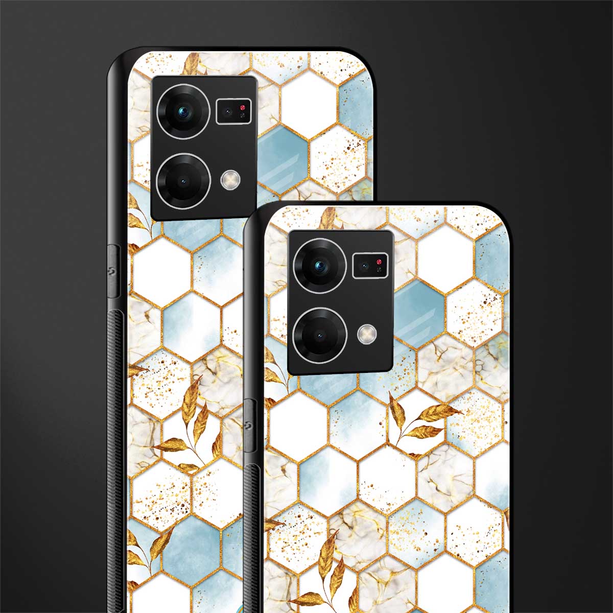 white marble tiles back phone cover | glass case for oppo f21 pro 4g