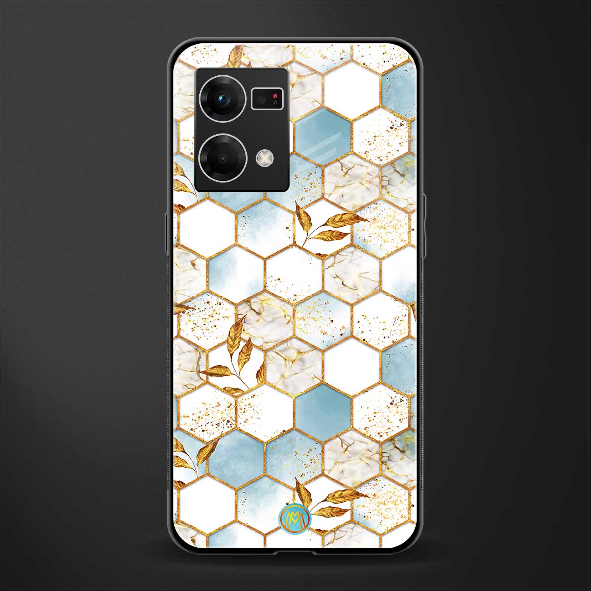 white marble tiles back phone cover | glass case for oppo f21 pro 4g
