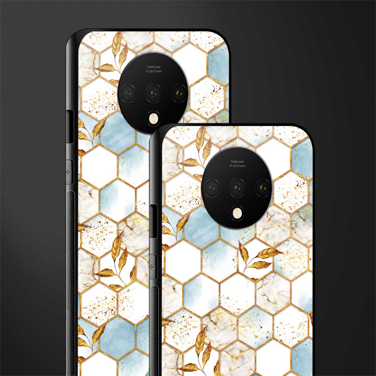 white marble tiles glass case for oneplus 7t image-2