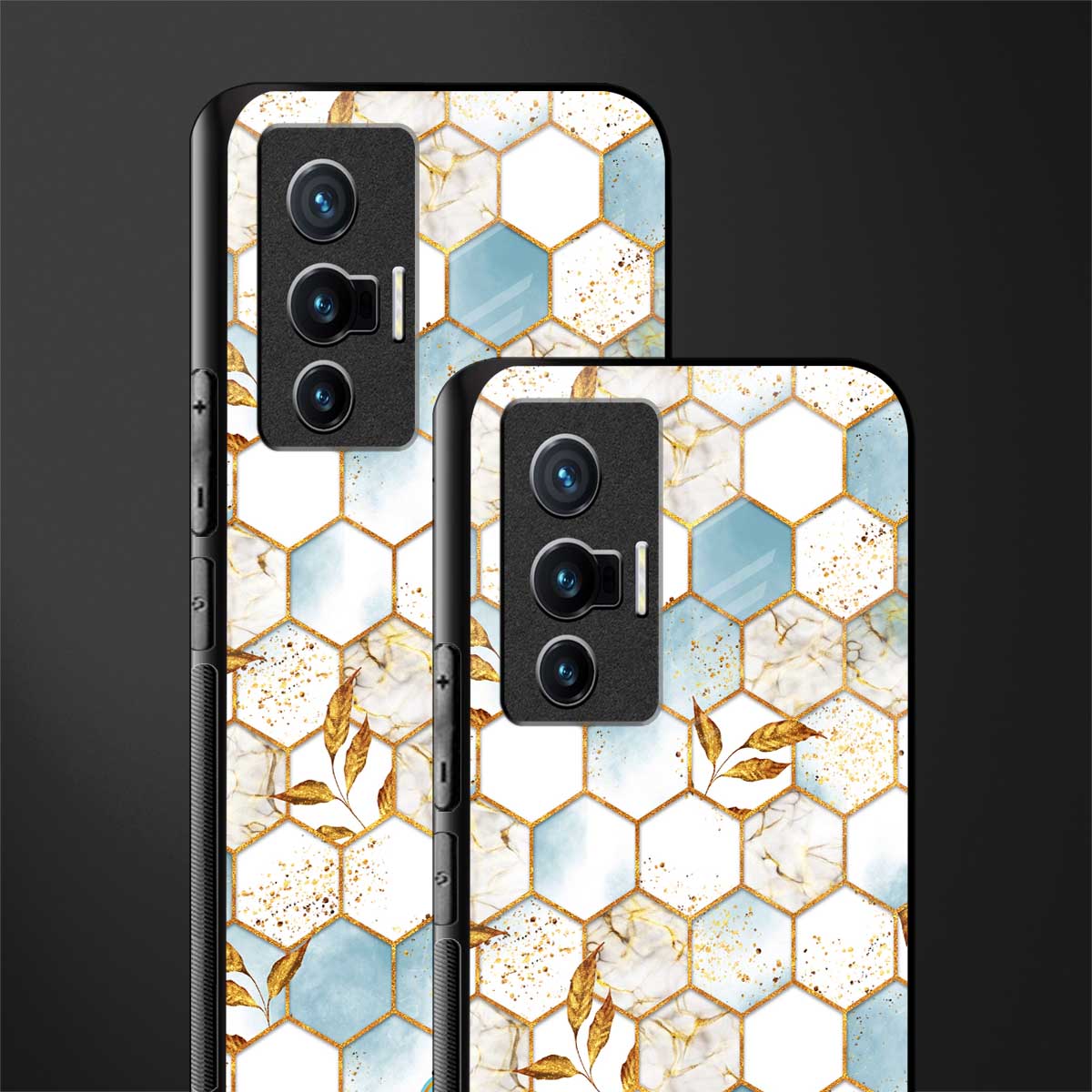 white marble tiles glass case for vivo x70 image-2