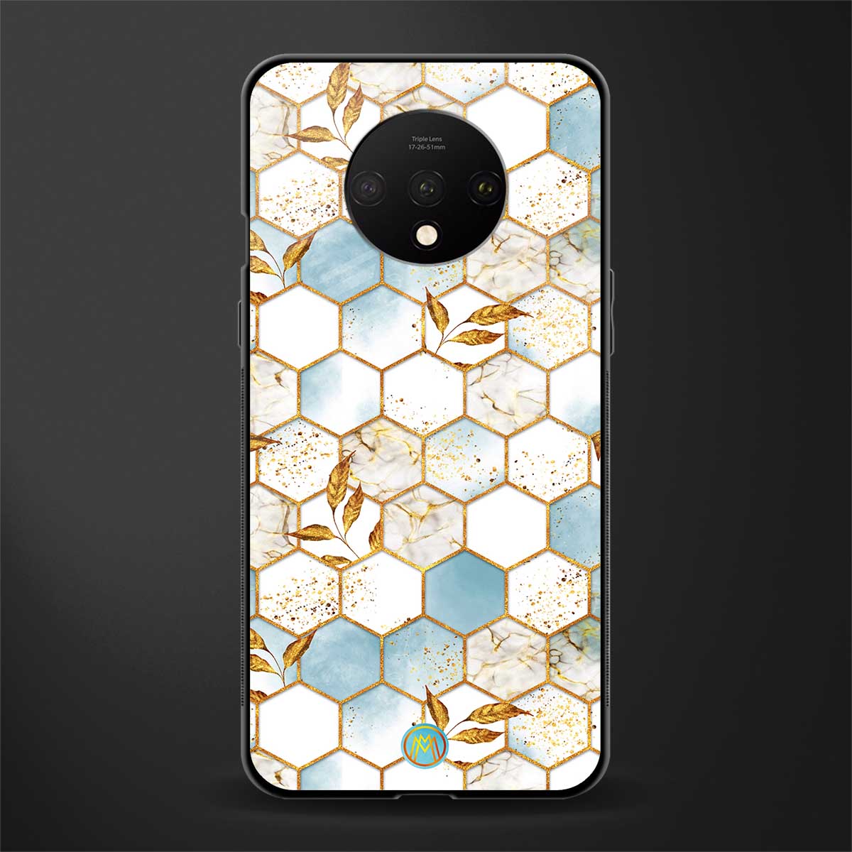 white marble tiles glass case for oneplus 7t image