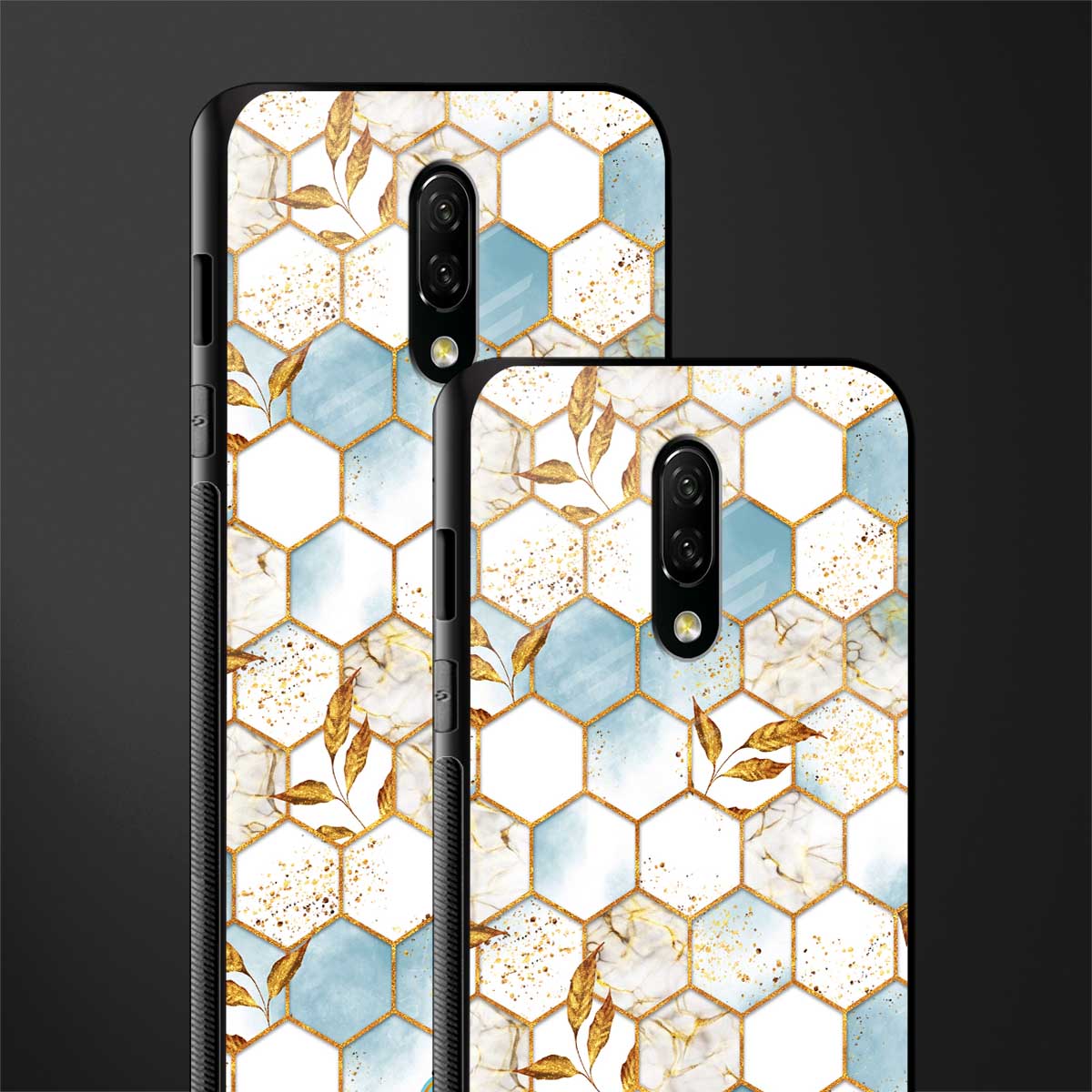 white marble tiles glass case for oneplus 7 image-2