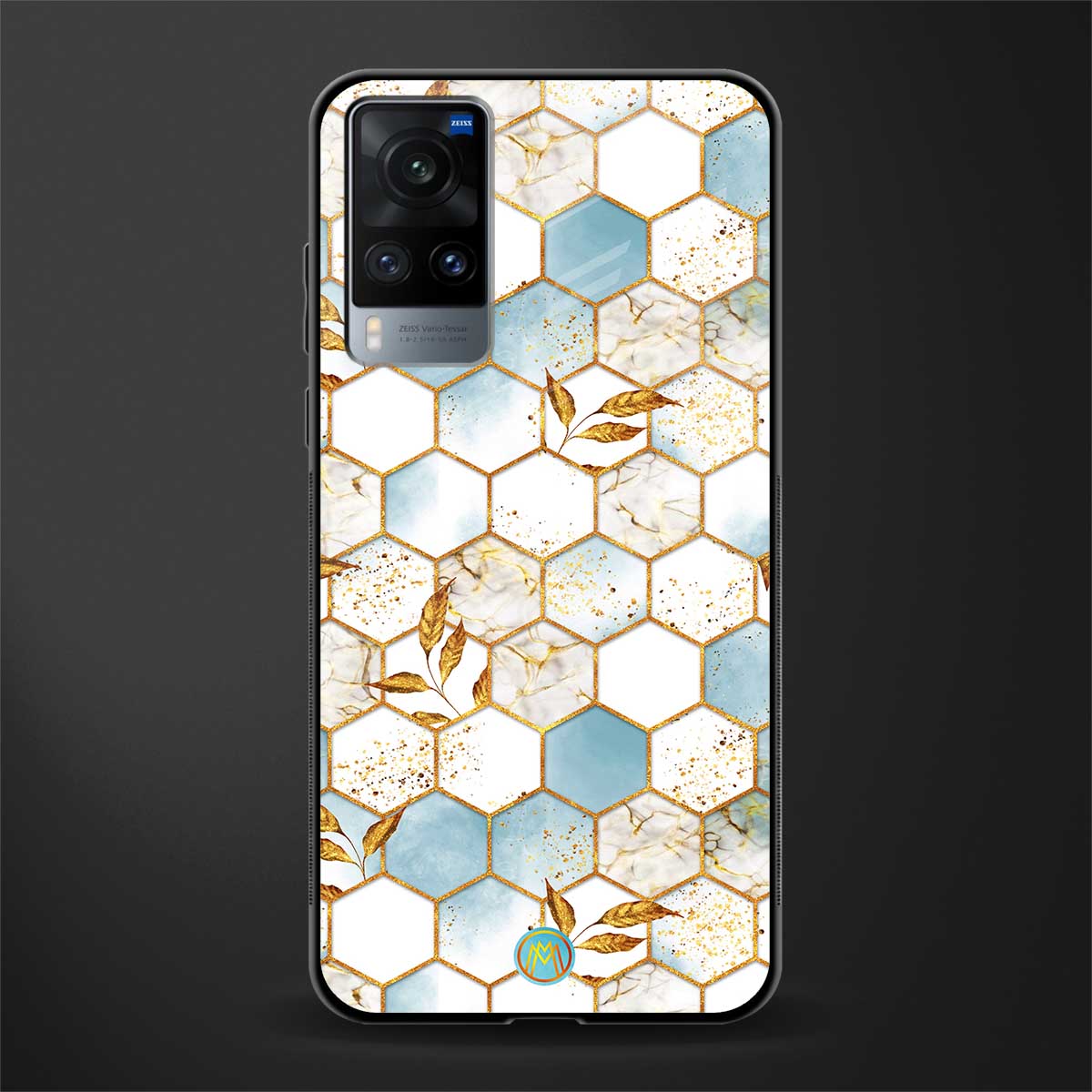white marble tiles glass case for vivo x60 image