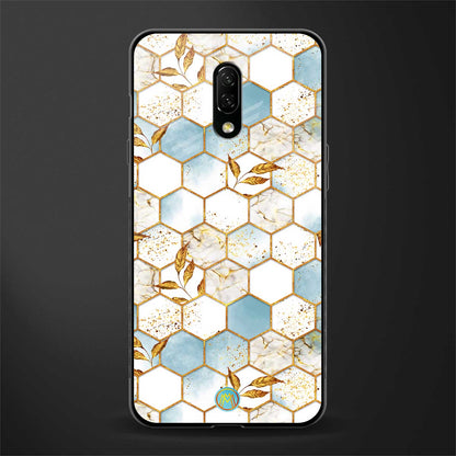 white marble tiles glass case for oneplus 7 image