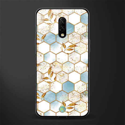 white marble tiles glass case for oneplus 7 image
