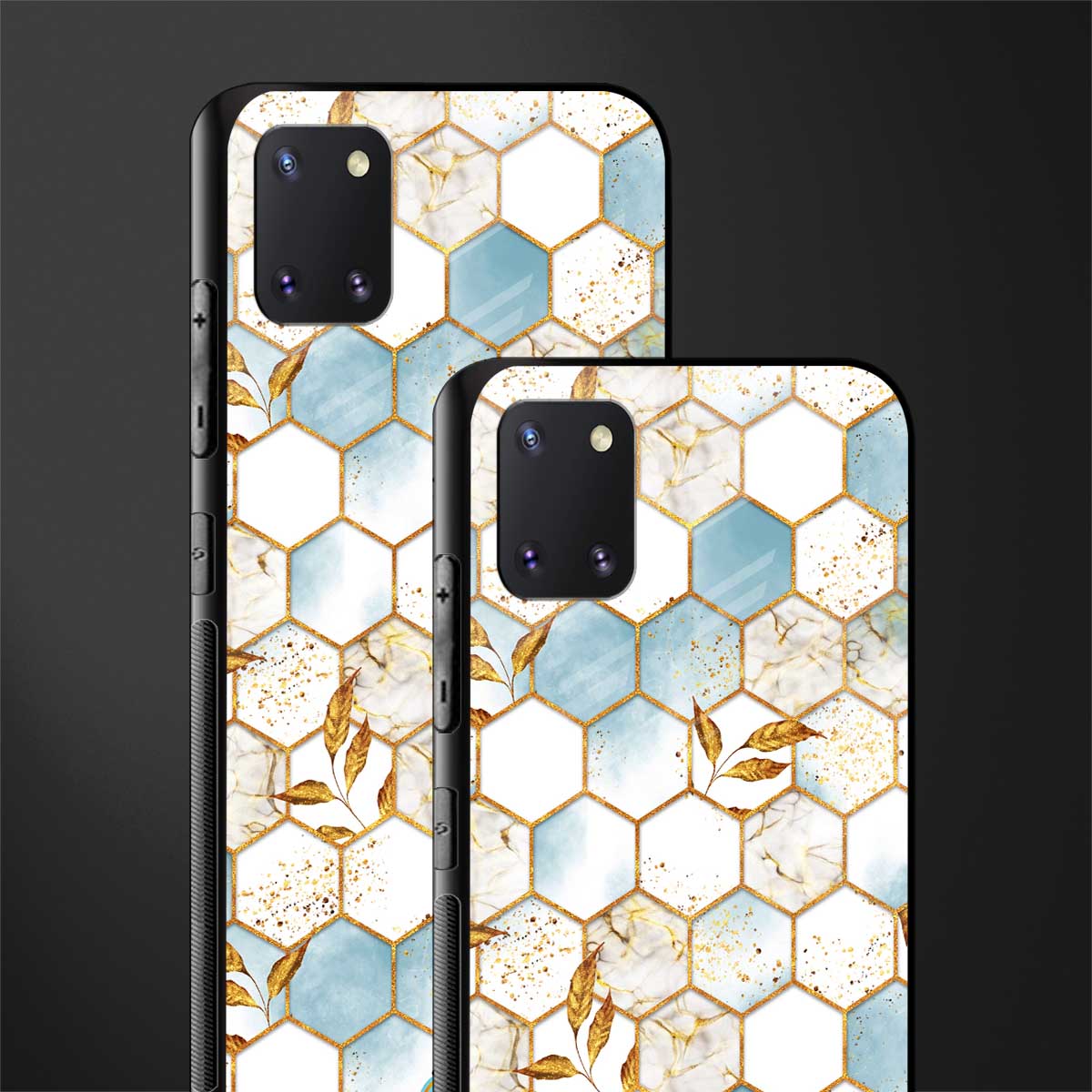 white marble tiles glass case for samsung a81 image-2