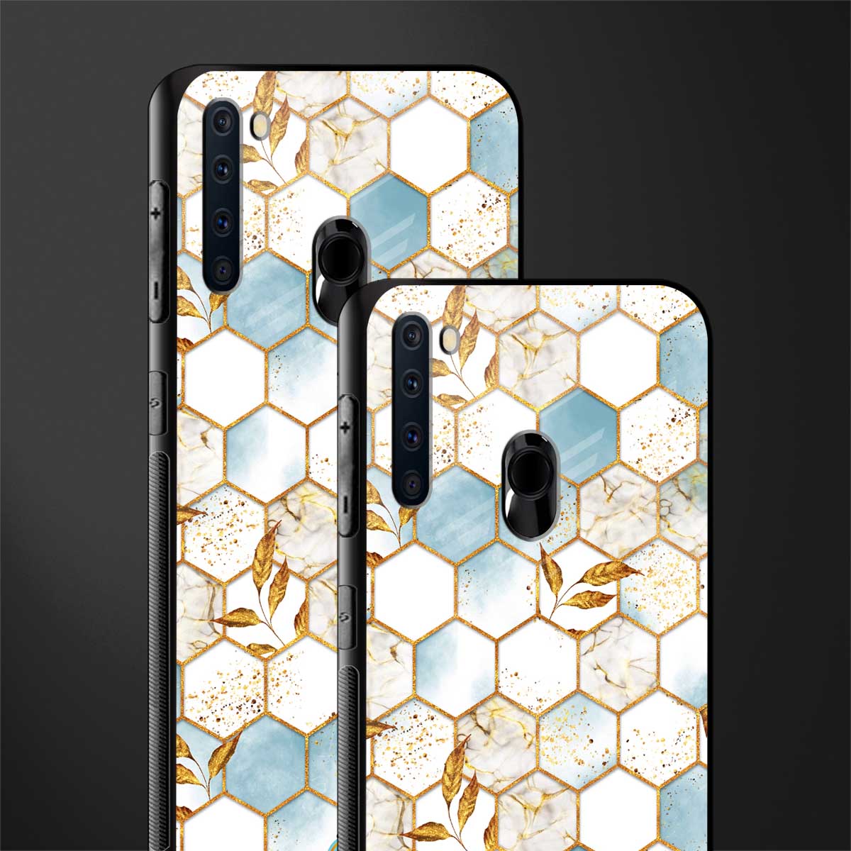 white marble tiles glass case for samsung a21 image-2
