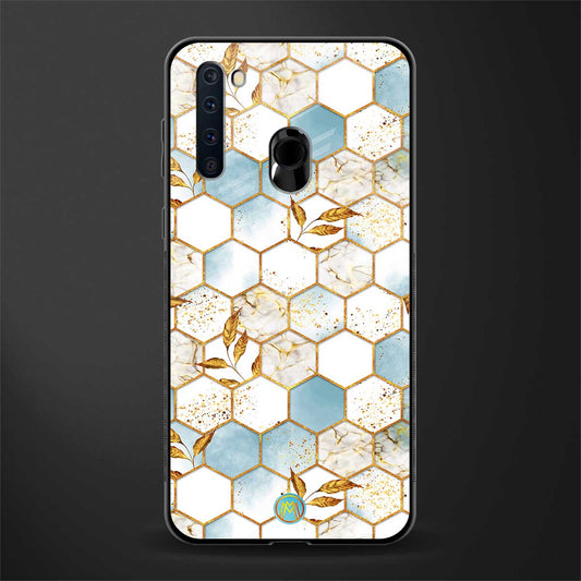 white marble tiles glass case for samsung a21 image