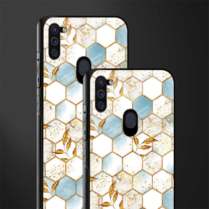 white marble tiles glass case for samsung galaxy m11 image-2
