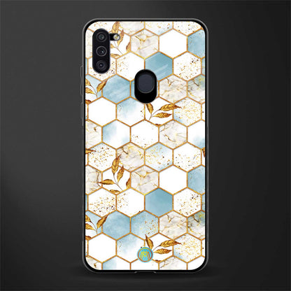 white marble tiles glass case for samsung galaxy m11 image