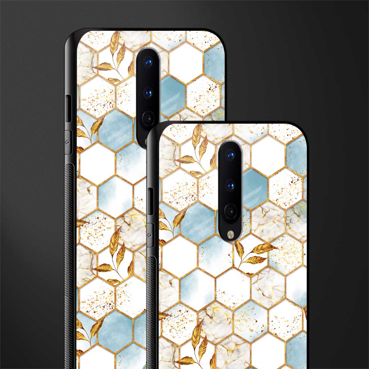 white marble tiles glass case for oneplus 8 image-2