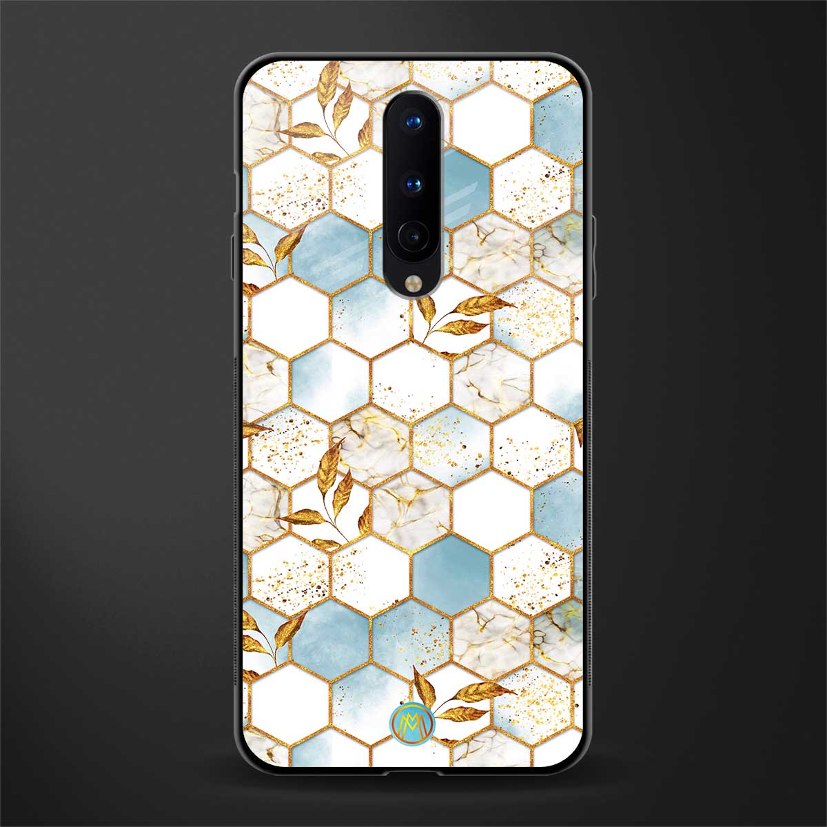 white marble tiles glass case for oneplus 8 image