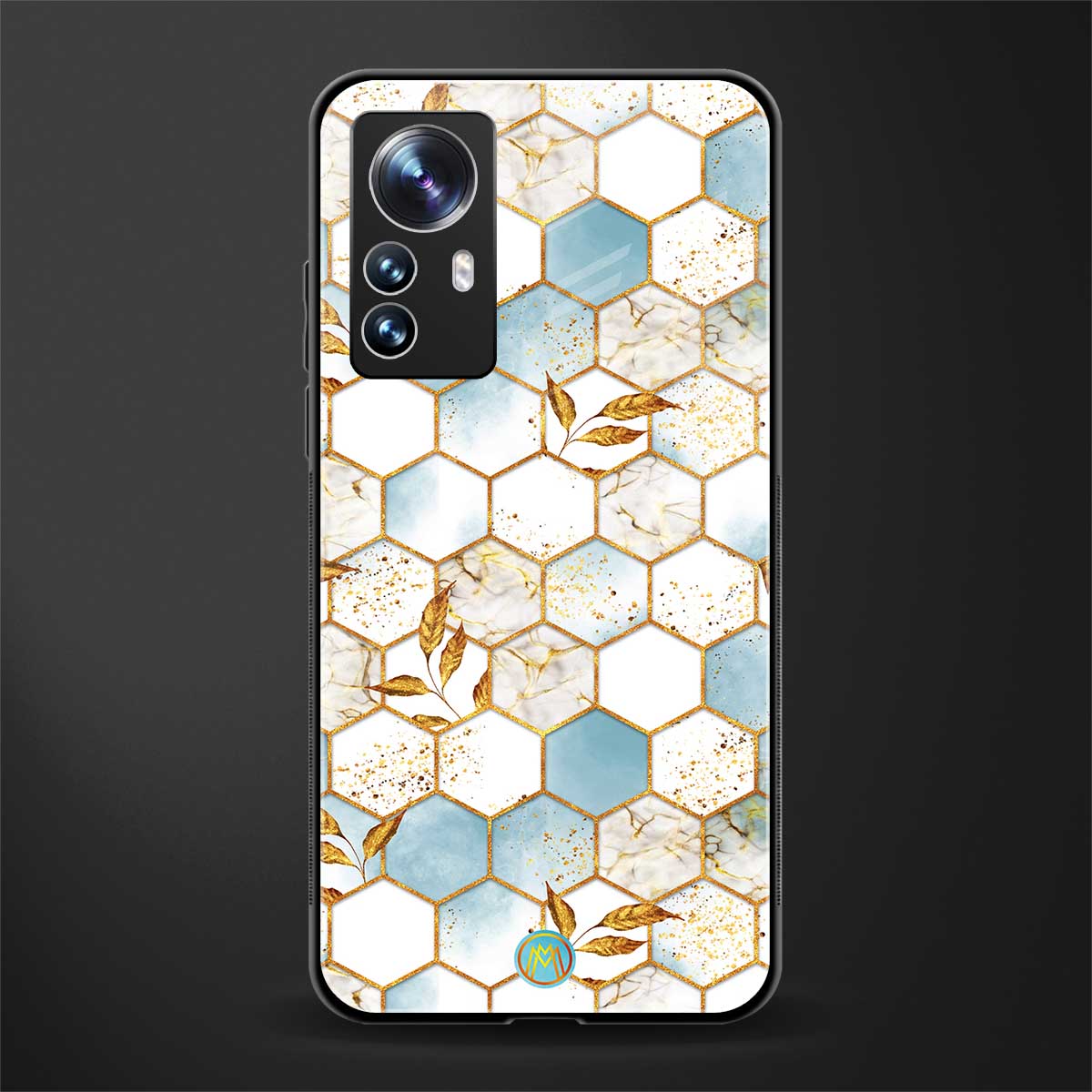 white marble tiles back phone cover | glass case for xiaomi 12 pro