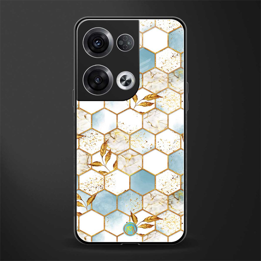 white marble tiles back phone cover | glass case for oppo reno 8