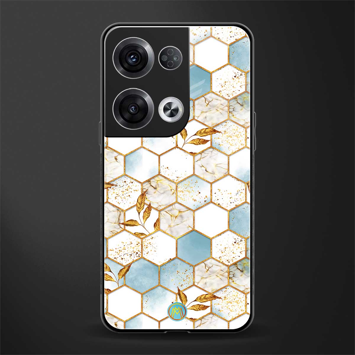 white marble tiles back phone cover | glass case for oppo reno 8