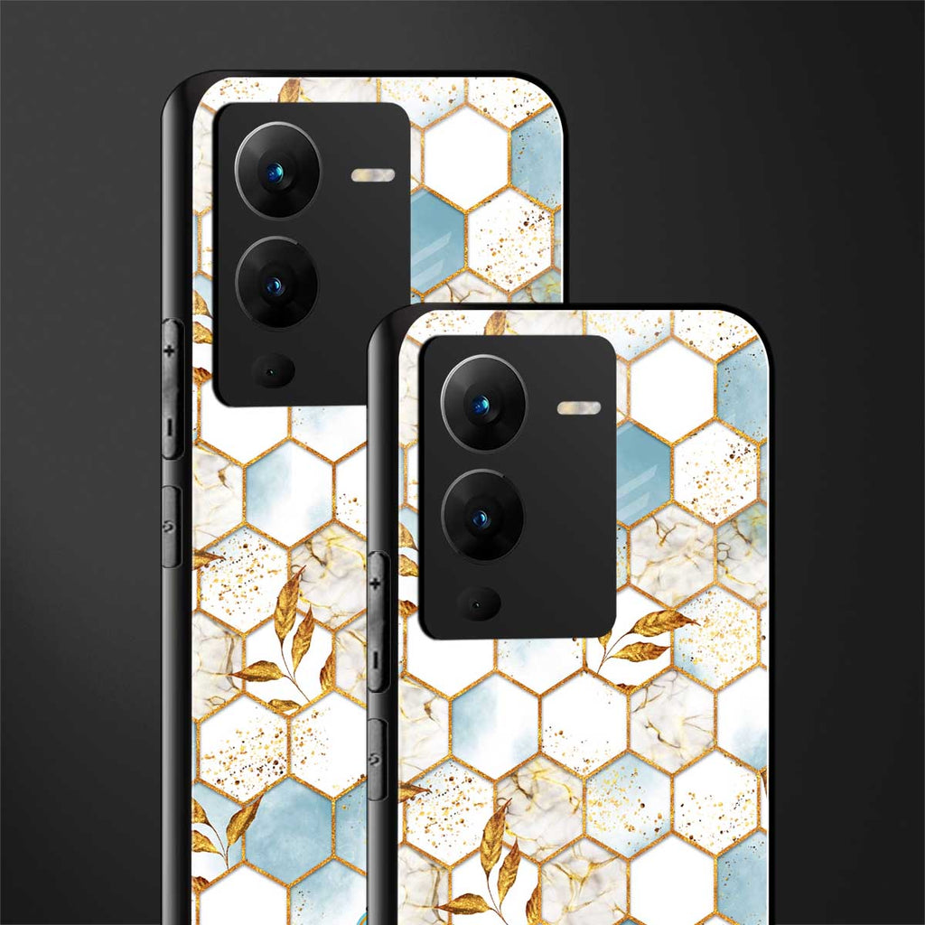 white marble tiles back phone cover | glass case for vivo v25 pro 5g